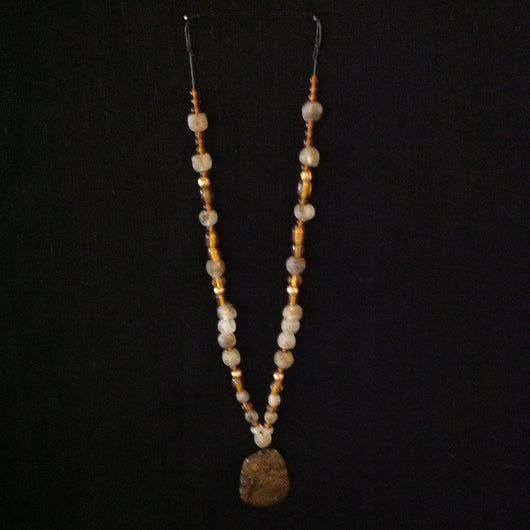African Glass Trade Beads Jade Pendant Necklace