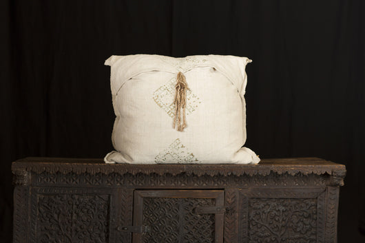 Antique Linen Hand Stamped Pillow