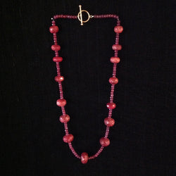Large Ruby Faceted Rondelles and Spacers