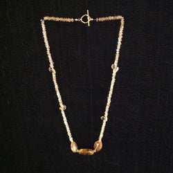 Citrine Nuggets Grey Diamond Necklace
