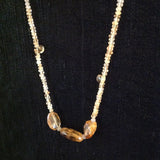 Citrine Nuggets Grey Diamond Necklace