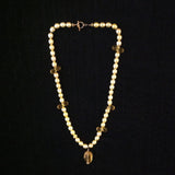 Yellow Pearls with Citrine Clusters and Gold Beads
