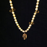 Yellow Pearls with Citrine Clusters and Gold Beads
