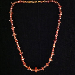 Carnelian Barrels and Chips 24k Gold Clasp