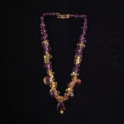 Amethyst Nuggets and Pears with Citrine Necklace