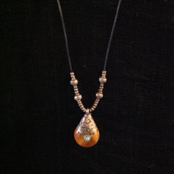 Sterling and Amber Trade Bead Necklace