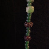 African Trade Beads Green Blue Amber Color Glass