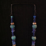Sterling African Trade Beads Blue Green Glass