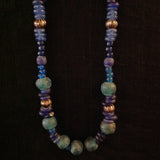 Sterling African Trade Beads Blue Green Glass