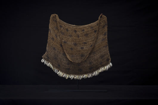 Rare Billum Bag With Shells West Sepik