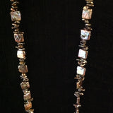 Metallic Gray Square Pearl Necklace
