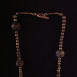 African Sterling Bead Pyrite Lava Rock Necklace