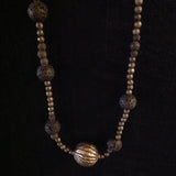 African Sterling Bead Pyrite Lava Rock Necklace