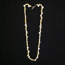 Gold and White Cultured Pearl Necklace