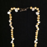 Gold and White Cultured Pearl Necklace