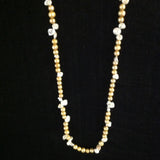 Gold and White Cultured Pearl Necklace