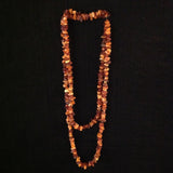 Amber Chip Long Strand Necklace