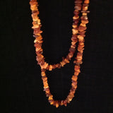 Amber Chip Long Strand Necklace