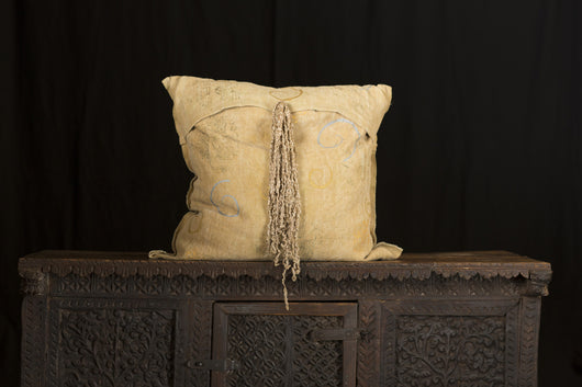 Antique Linen Hand Stamped Pillow