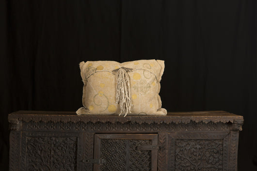 Antique Linen Hand Stamped Pillow
