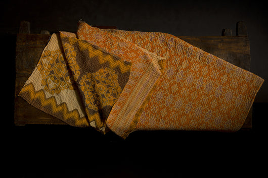 Kantha Hand Stitched Sari Quilt