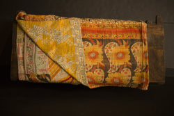 Kantha Hand Stitched Sari Quilt