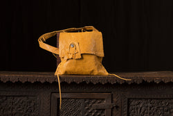 Golden Yellow Leather Bag with Rhinestone