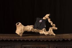 Small Black Leather Bag with Vintage Rhinestone Star