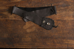 Black Leather Belt with Rhinestones