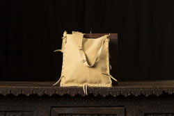 Tan Leather Bag with Zebra Button