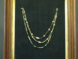 Ancient Roman Blue Green Glass Beads and Crystal Necklace