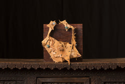 Tan Leather Studded Bag with African Glass Beads