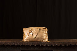 Small Gold Metallic Leather Clutch