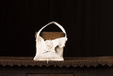 Cream Leather Bag with Large Crystal Detail