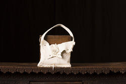 Cream Leather Bag with Large Crystal Detail