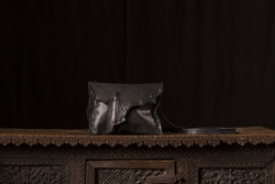 Black Leather Bag with Brass colored Studs