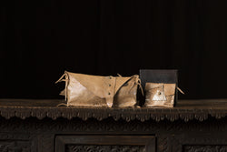 Tan Metallic Leather Clutch Studded